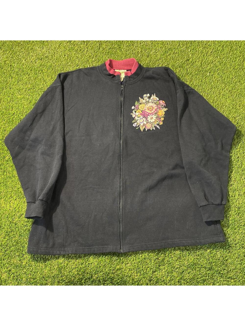 Vintage 90’s Morning Sun Navy zip up jacket with floral design